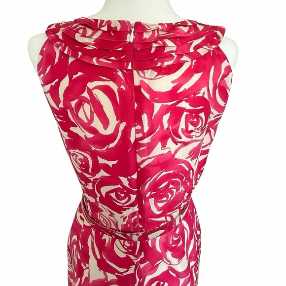 Kate Spade New York Minnie Rose Silk Dres 8 Belted Sleeveless Floral Pink White - Picture 9 of 15